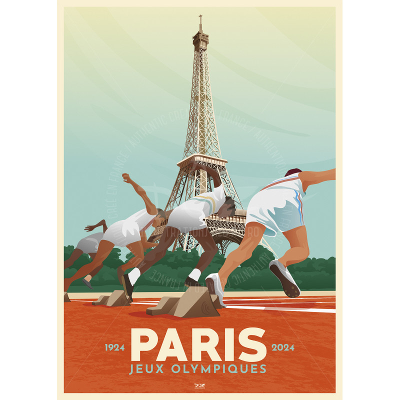 Affiche DOZ - Paris Jeux Olympiques 1924 - 2024 - Tour Eiffel Affiche DOZ - Paris Jeux Olympiques 1924 - 2024 - Tour Eiffel