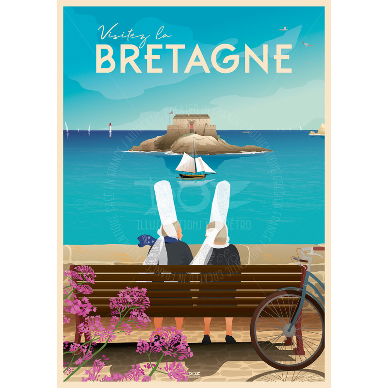 DOZ Bretagne poster - Bigoudènes on a bench DOZ Bretagne poster - Bigoudènes on a bench