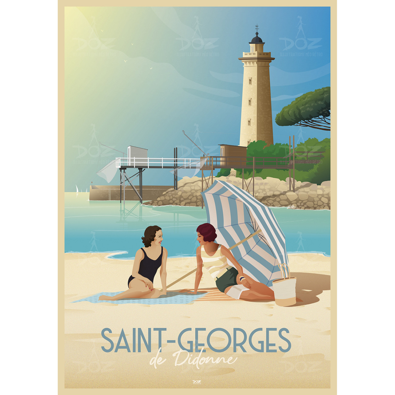 DOZ poster - Saint-Georges-de-Didonne - Beach, lighthouse and squares DOZ poster - Saint-Georges-de-Didonne - Beach, lighthouse and squares