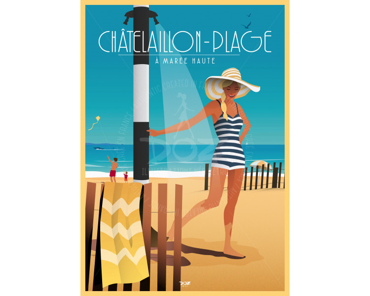 Affiche DOZ Châtelaillon-plage - Marée haute