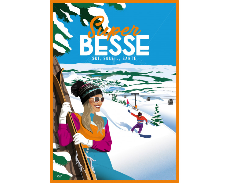 Affiche DOZ Super Besse hiver Ski Affiche DOZ Super Besse hiver Ski