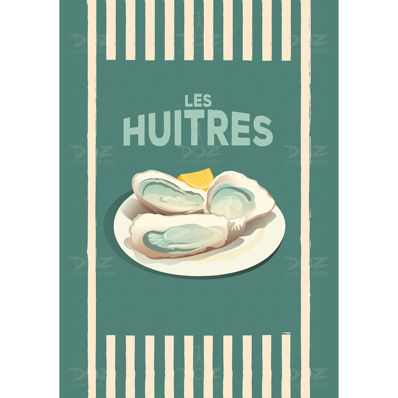 Affiche DOZ - Collection de la mer - Les Huîtres Affiche DOZ - Collection de la mer - Les Huîtres