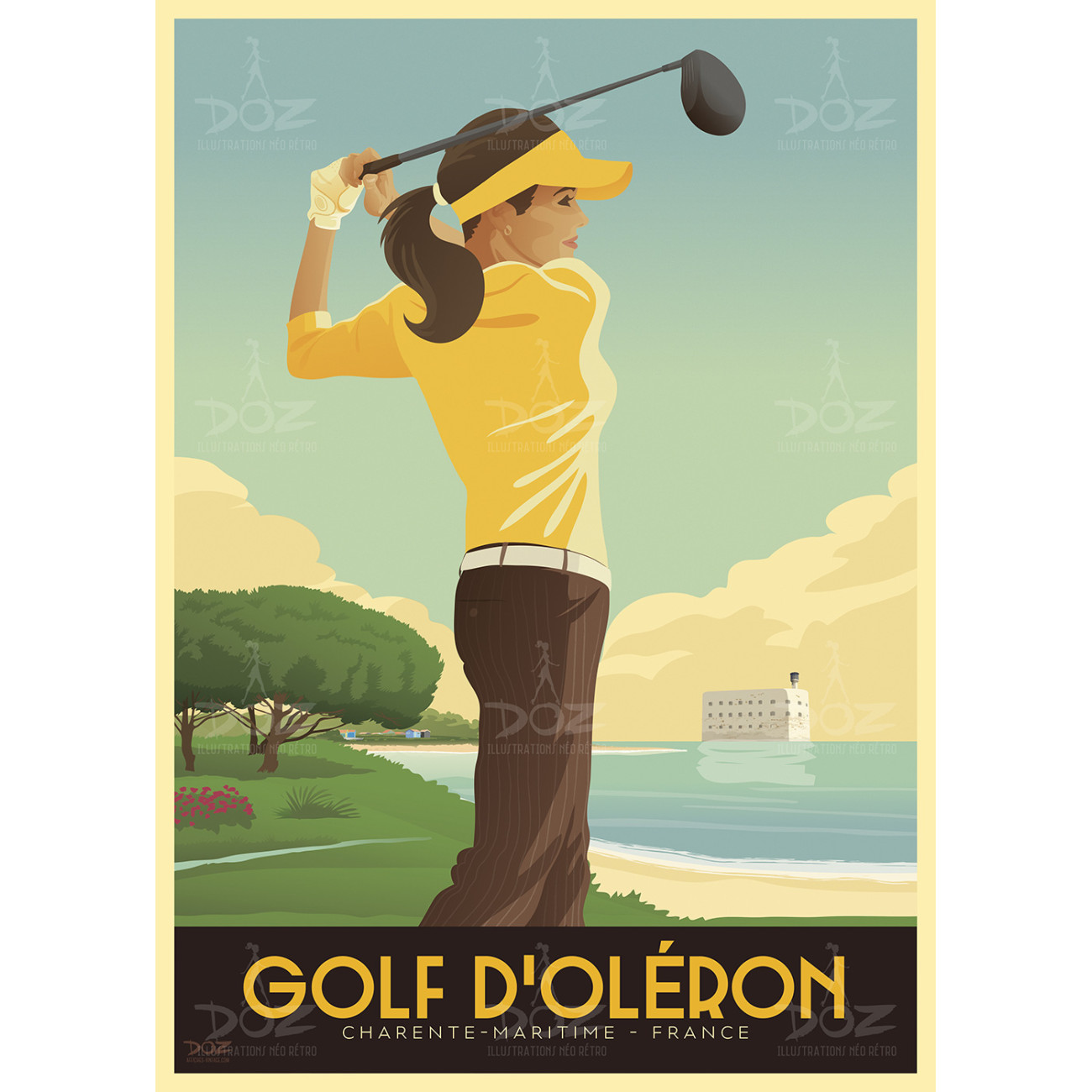 Affiche DOZ - Golf - Ile d'Oléron & Fort Boyard Affiche DOZ - Golf - Ile d'Oléron & Fort Boyard