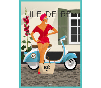 Affiche DOZ Ile de Ré - Scooter