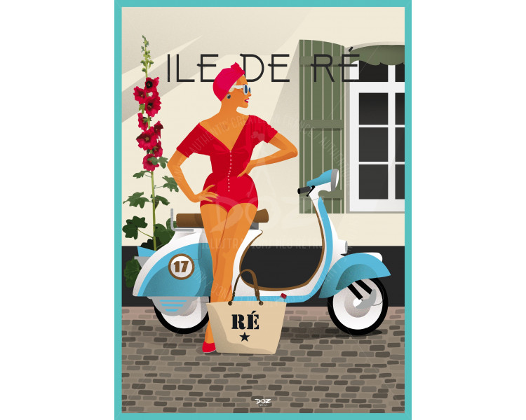 Affiche DOZ Ile de Ré - Scooter Affiche DOZ Ile de Ré - Scooter
