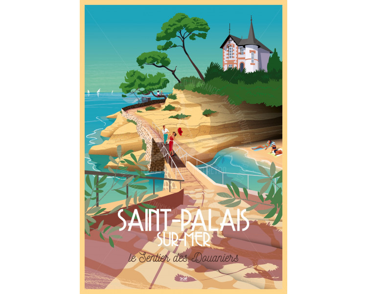 Affiche DOZ Saint-Palais-sur-Mer Le Sentier des Douaniers Affiche DOZ Saint-Palais-sur-Mer Le Sentier des Douaniers