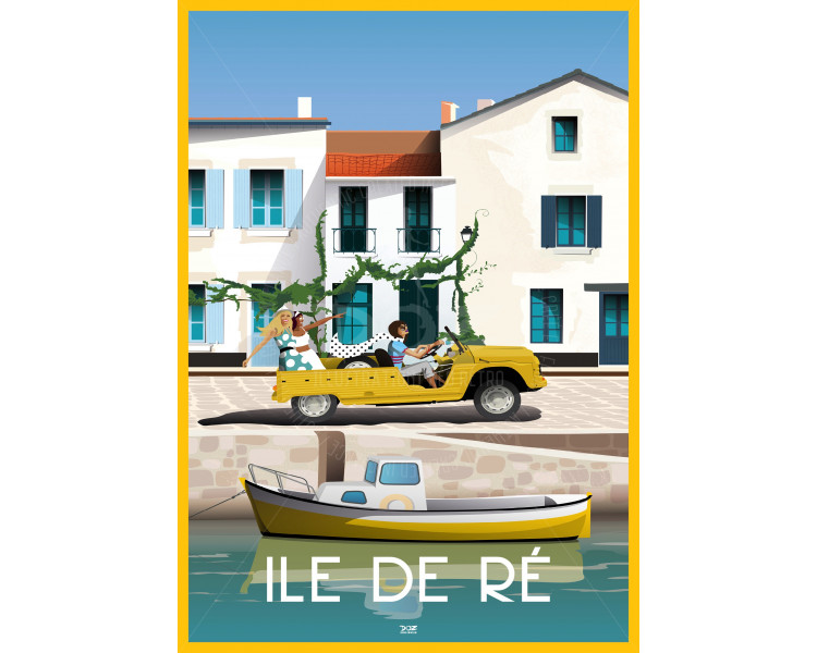 Affiche DOZ - Méhari Saint Martin de Ré - Ile de Ré