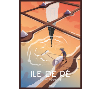 Affiche DOZ ILE DE RÉ marais salants ambrés