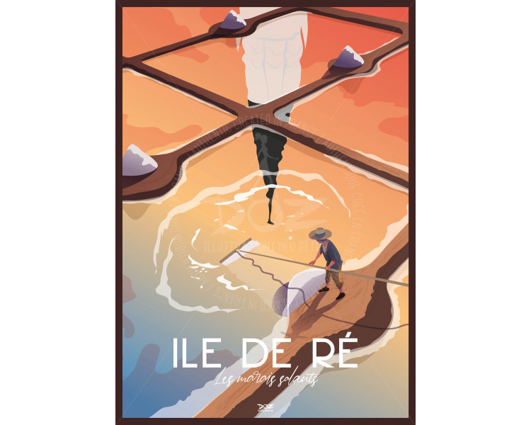 Affiche DOZ ILE DE RÉ marais salants ambrés