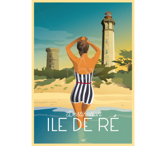 Affiche DOZ Destination Ile de Ré - Le Phare des Baleines