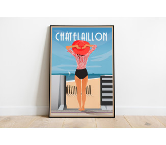 Affiche DOZ Châtelaillon-plage - Chapeau rouge