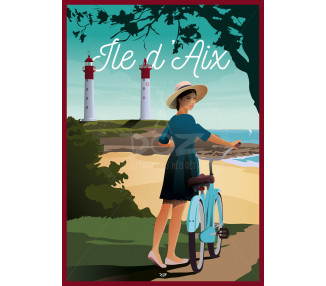 Affiche DOZ Ile d'Aix - le vélo et les phares