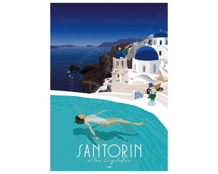 Affiche DOZ originale Santorini Santorin Grece Greek island Oïa Affiche DOZ originale Santorini Santorin Grece Greek island Oïa