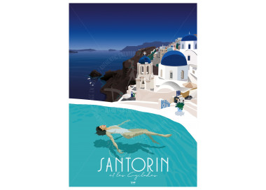 Affiche DOZ originale Santorini Santorin Grece Greek island Oïa