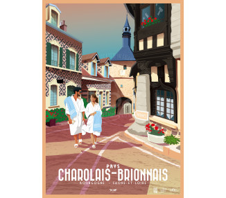 Affiche DOZ Pays Charolais Brionnais, les thermes, Bourgogne