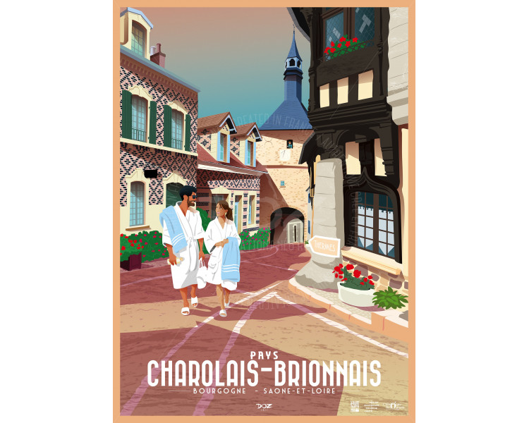 Affiche DOZ Pays Charolais Brionnais, les thermes, Bourgogne
