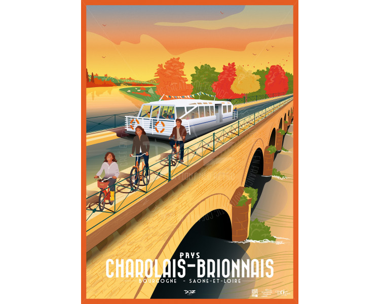Affiche DOZ Pays Charolais Brionnais, le pont-canal, Bourgogne