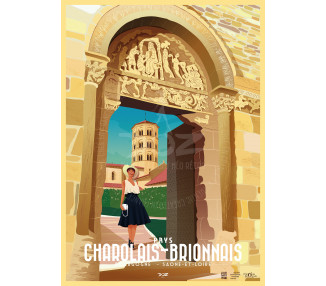 Affiche DOZ Pays Charolais Brionnais, art roman, Bourgogne