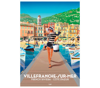 Affiche DOZ Villefranche-sur-mer, les quais, Côte d'Azur