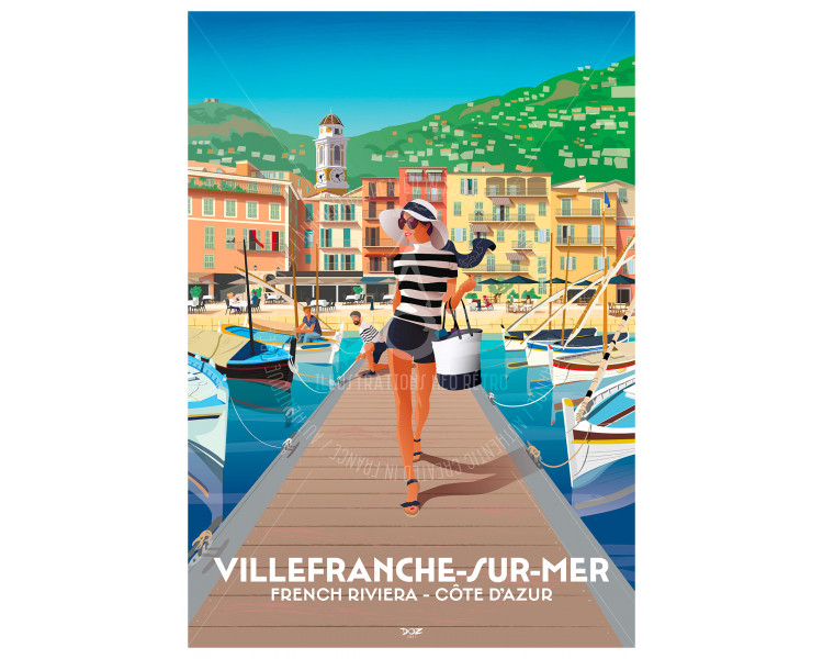 Affiche DOZ Villefranche-sur-mer, les quais, Côte d'Azur Affiche DOZ Villefranche-sur-mer, les quais, Côte d'Azur