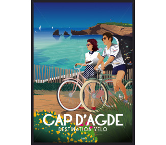 Affiche DOZ Cap d'Agde Sports Vélo plage de sable noir