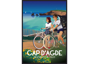 Affiche DOZ Cap d'Agde Sports Vélo plage de sable noir