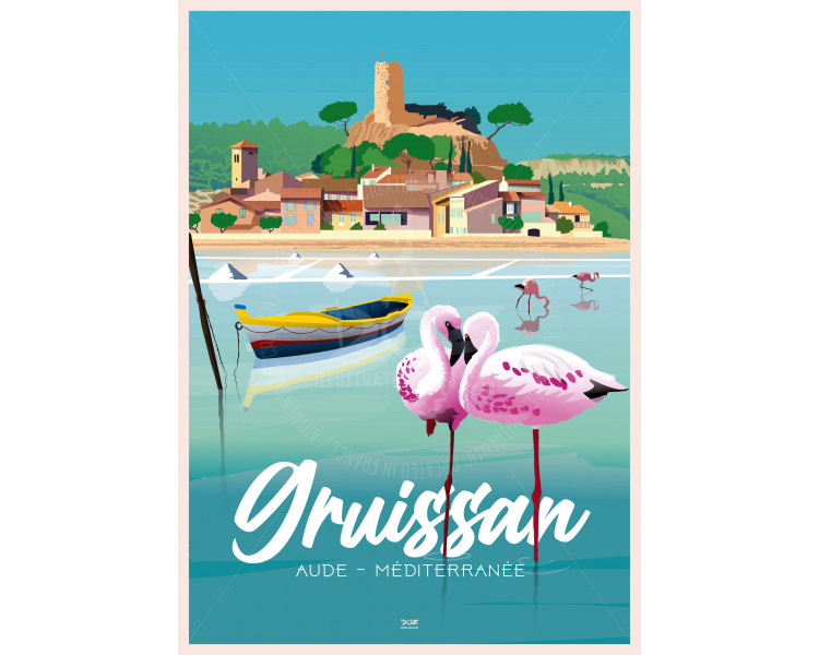 Affiche DOZ Gruissan Aude marais et cité Affiche DOZ Gruissan Aude marais et cité