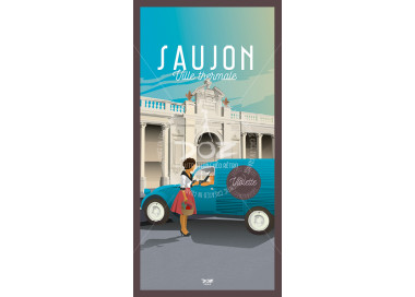 Carte postale Saujon - ville thermale - 2cv fourgonnette