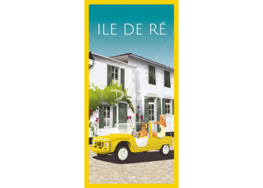 Postcard Ile de Ré - Mehari yellow