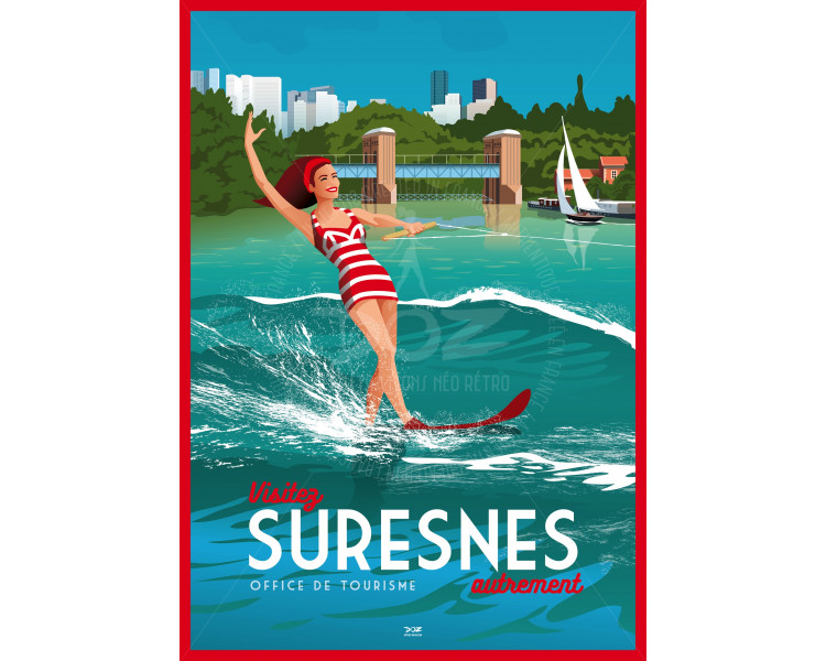Affiche DOZ Suresnes Ski Nautique sur la Seine