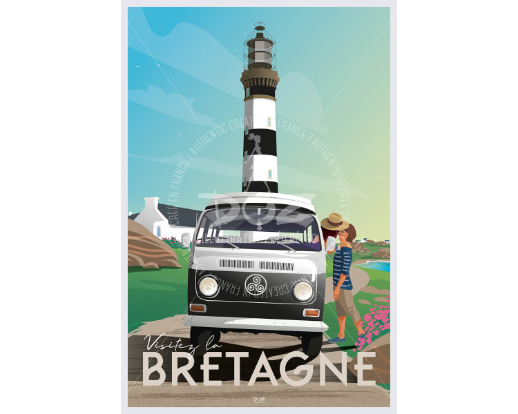 Affiche DOZ Bretagne - Combi et phare