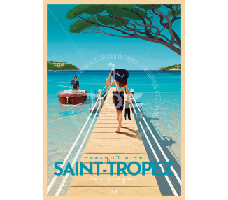 Poster Presqu'île de Saint-Tropez - the beaches
