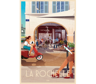 Affiche La Rochelle - Café Molière, rue du Minage
