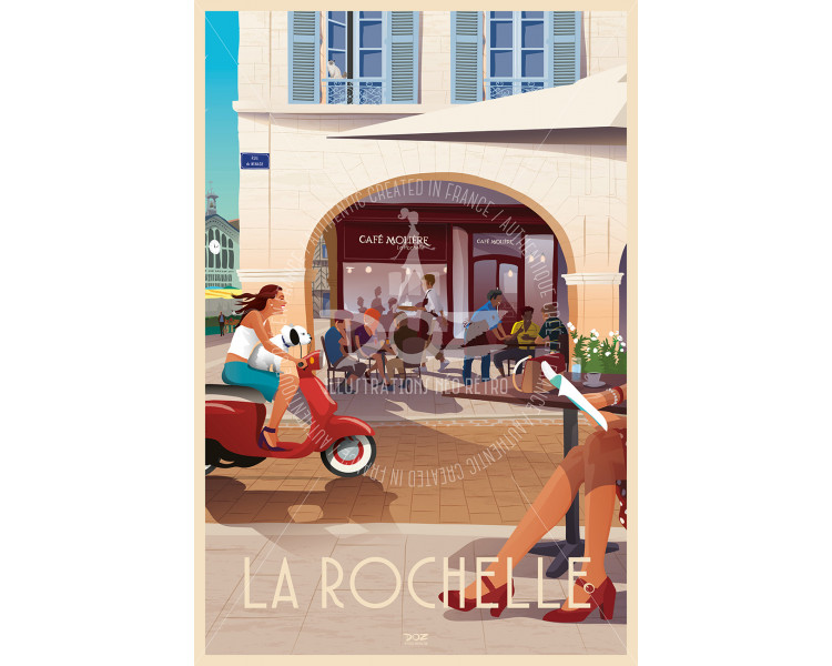Poster La Rochelle - Café Molière, rue du Minage