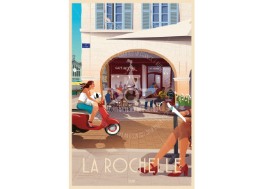 Poster La Rochelle - Café Molière, rue du Minage