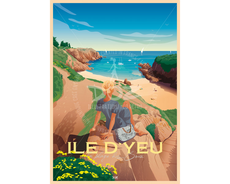 Affiche DOZ - Ile d'Yeu - Plage des Soux Affiche DOZ - Ile d'Yeu - Plage des Soux