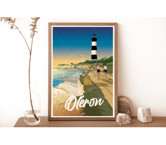 Affiche DOZ Ile d'Oléron - Le Phare de Chassiron et les falaises