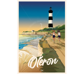Affiche DOZ Ile d'Oléron - Le Phare de Chassiron et les falaises