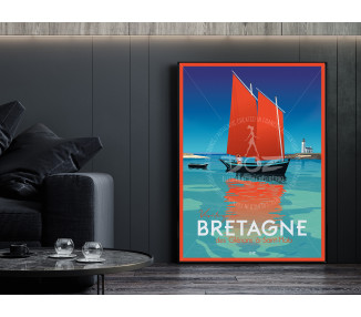 Affiche DOZ Bretagne - Le voilier- Des Glénans à Saint Malo