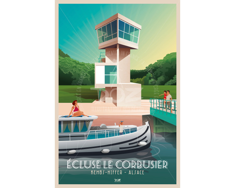 Affiche DOZ Ecluse Le Corbusier de Kembs-Niffer Affiche DOZ Ecluse Le Corbusier de Kembs-Niffer