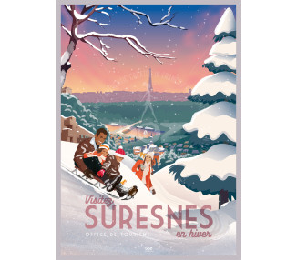 Affiche DOZ Suresnes - Ski et luge à Noël