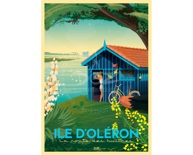 Affiche DOZ - Ile d'Oléron - La route des huîtres Affiche DOZ - Ile d'Oléron - La route des huîtres