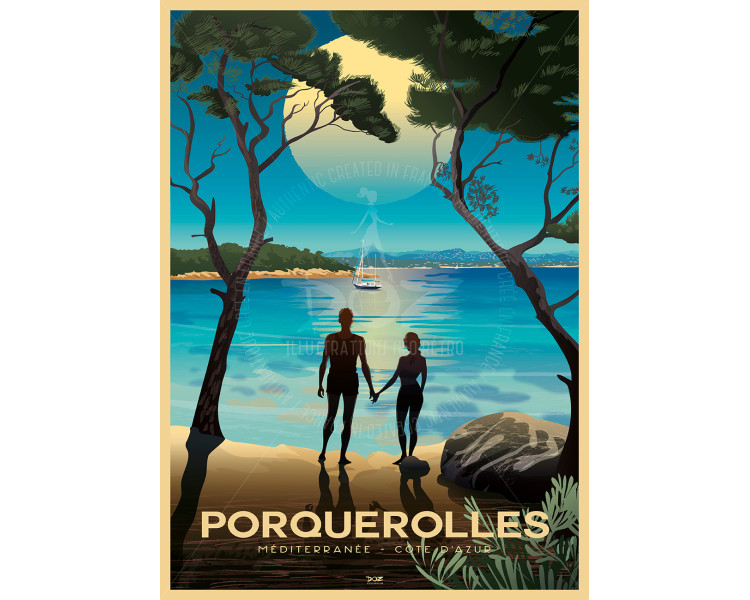 Affiche DOZ - Ile de Porquerolles - lagon Affiche DOZ - Ile de Porquerolles - lagon
