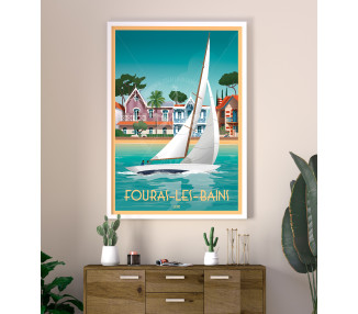 Affiche Fouras-Les-Bains - Voilier et villas