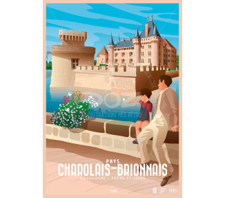 Affiche DOZ Pays Charolais Brionnais, Bourgogne, Château de Clayette