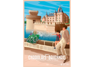Affiche DOZ Pays Charolais Brionnais, Bourgogne, Château de Clayette