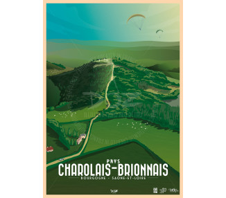 Affiche DOZ Pays Charolais Brionnais, Bourgogne, Mont Dardon