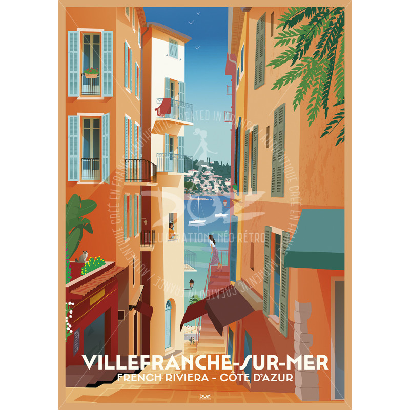 Affiche DOZ Villefranche-sur-mer, la ruelle Affiche DOZ Villefranche-sur-mer, la ruelle